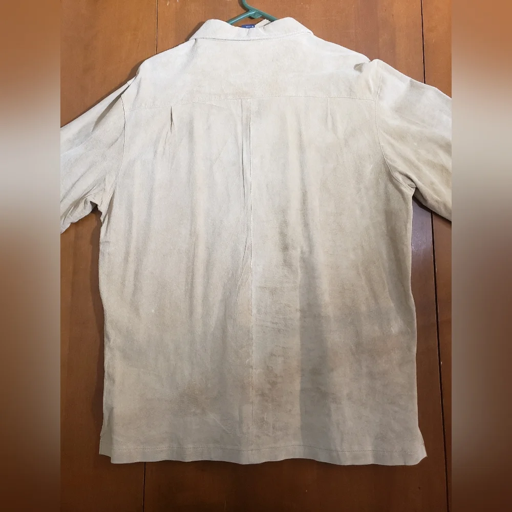 ALAN FLUSSER 100% Suede Men’s Shirt Medium Long Sleeve Button, New with Tags - Picture 6 of 13